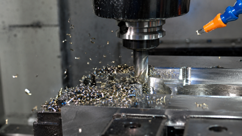 Viruta generada por una fresa CNC durante el mecanizado

