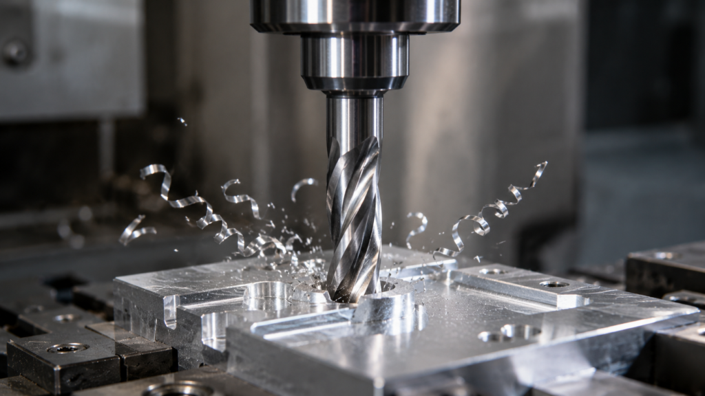 Fresa CNC de dos labios para mecanizar aluminio