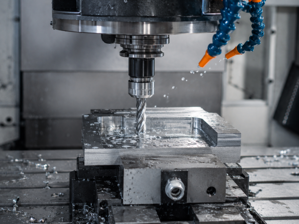 Fresadora CNC mecanizando con profundidad de pasada